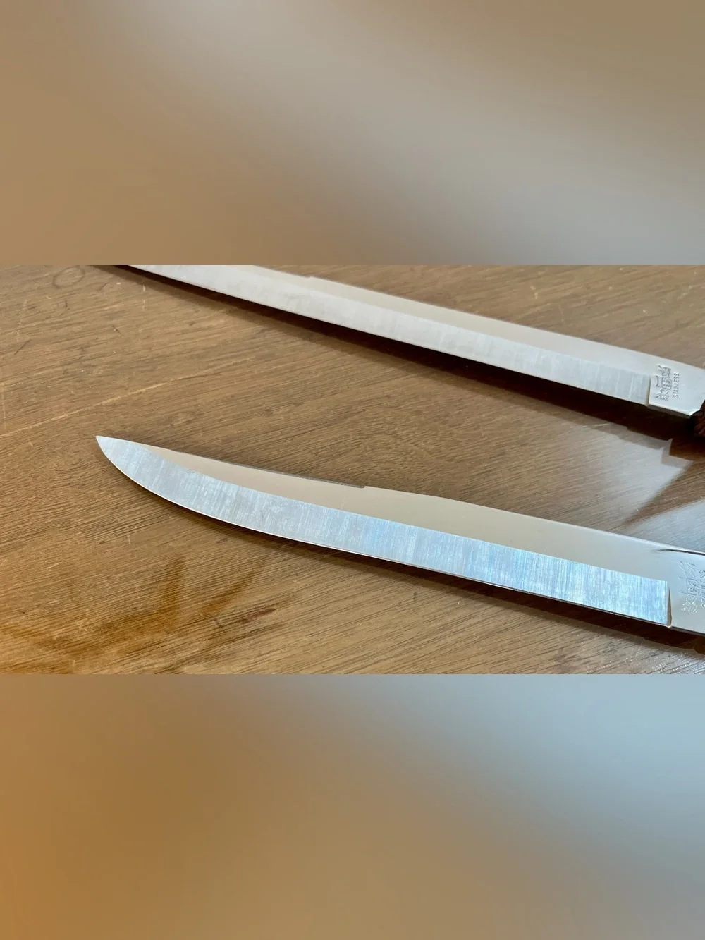 Vintage RS Carving Knife Set Stainless Steel Japan 8” & 10.5” Mid Century Knives